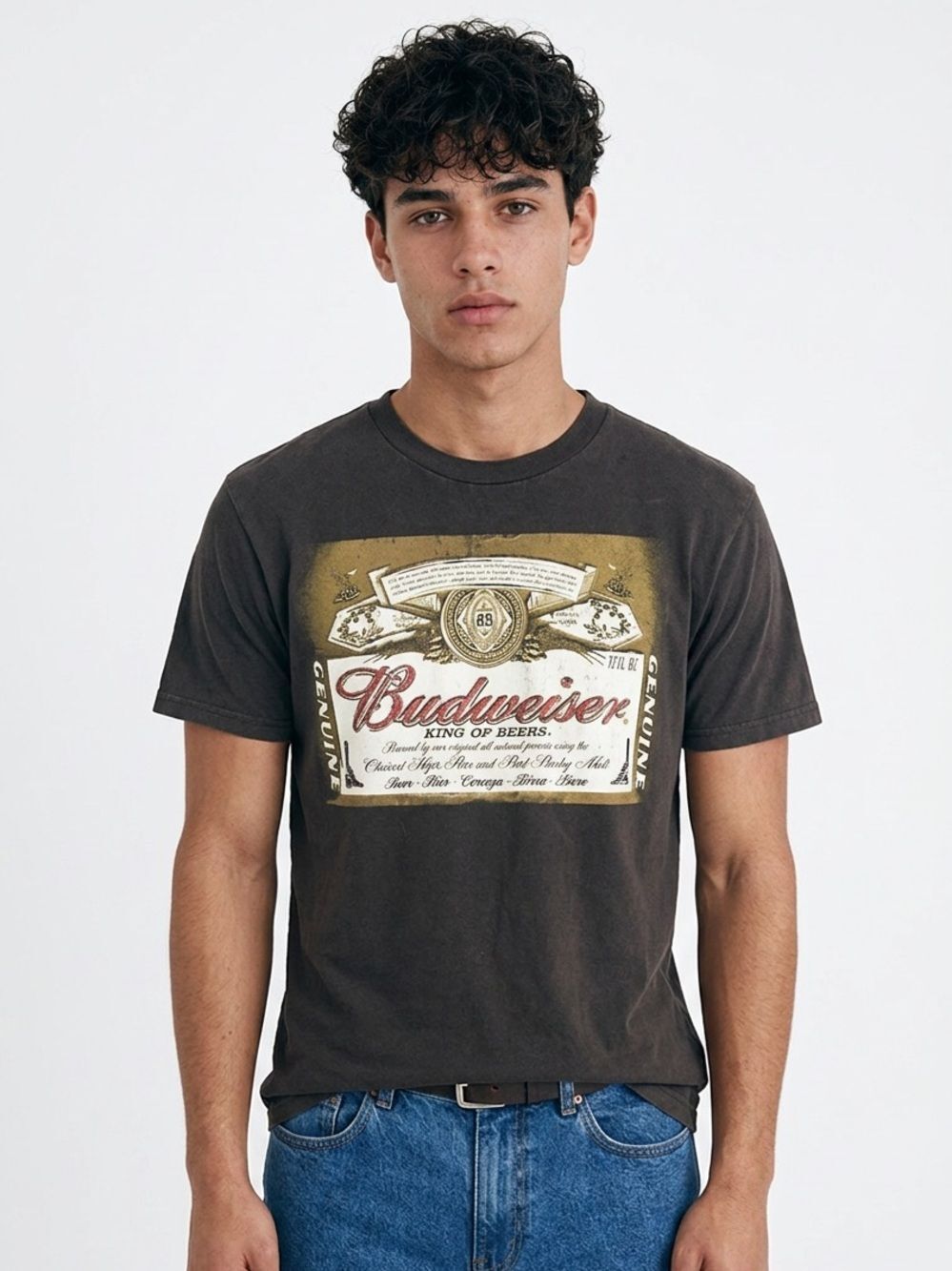 BUDWEISER King of Beers Graphic Tee Brown Small